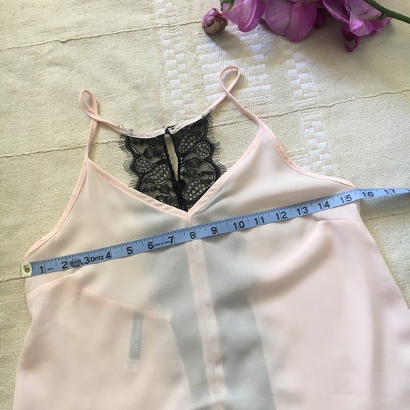 Adore Me light pink chiffon cami w black lace back - Picture 6 of 8